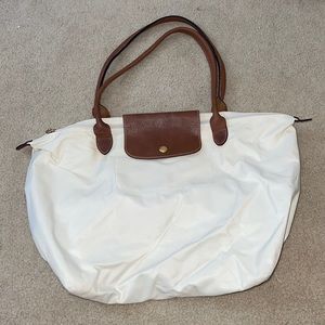Longchamp White Le Pliage Original Shoulder Bag